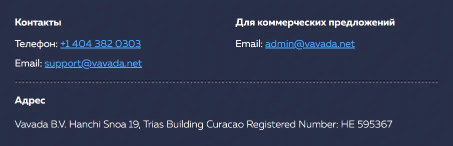 Вавада поддержка